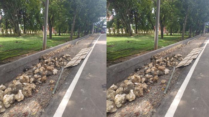 Talud proyek Jalan Perintis Bone ambruk di depan Kantor DPRD Kabupaten Bone, Sulawesi Selatan