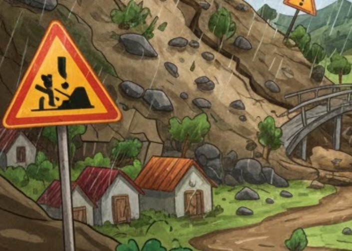 Ilustrasi Longsor (Lensa Merdeka)