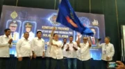 Suasana sidang Konferensi Provinsi PWI Sulawesi Selatan 2026 saat Suwardi Thahir ditetapkan secara aklamasi sebagai Ketua PWI Sulsel periode 2026–2031 bersama HM Dahlan Abubakar sebagai Ketua DKP PWI Sulsel.