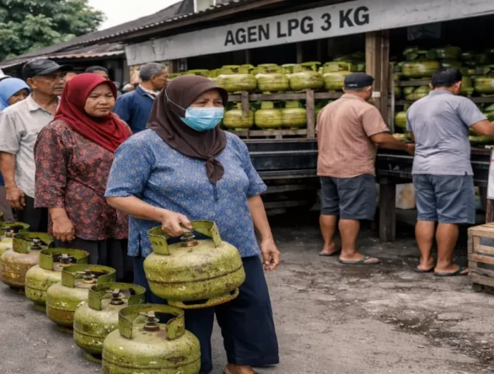 Illustrasi Antrian Gas Elpiji 3 Kg