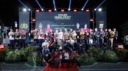 Bupati Barru Andi Ina Kartika Sari bersama jajaran Forkopimda dalam malam kenal pamit AKBP Ananda Fauzi Harahap dan penyambutan Kapolres Barru baru AKBP Suryo Wibowo di halaman Mapolres Barru.